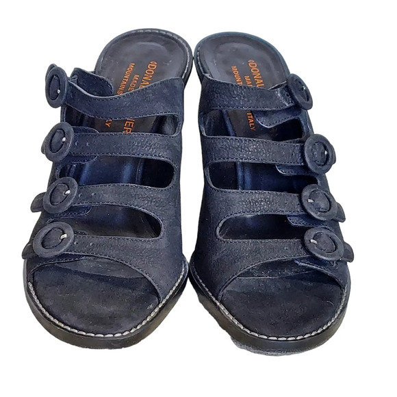 Donald J Pliner Black Suede Strappy Buckled Heeled Sandals‎ Mules - Picture 4 of 15